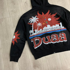 DUAA Hoodie Trendy Rhinestone-Embellished Distressed French Terry Hoodie