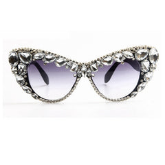 Trendy punk glasses cat eyes with diamonds