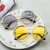 Trendy punk glasses diamond round frame uv protection