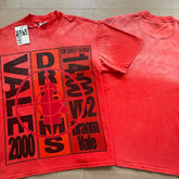 Valeforever Vale T Shirts Trendy washed-red loose-fit top with English lettering