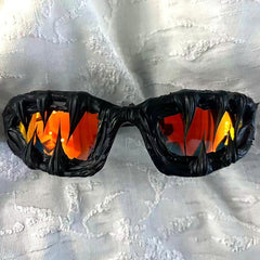 Trendy punk glasses shark teeth glue