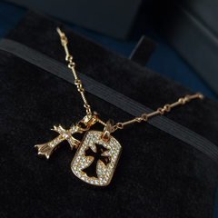 CHH Chrome heart Cross Necklace Men's and Women's Cross Necklace Full of Diamonds