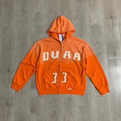 DUAA Hoodie trendy Rhinestone-Embellished Distressed Patch-Embroidered French Terry