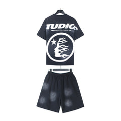 Hellstar T-Shirt And Shorts Two-Piece Set High-quality pure cotton high-street clothing