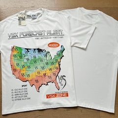 VALE T Shirts Stylish High-Street White Tee with Lettering and Map Print