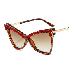 Trendy punk glasses cat eye diamond uv protection