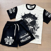 Hellstar T-Shirt And Shorts Two-Piece Set High-quality pure cotton high-street clothing