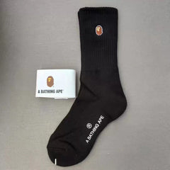 Bathing ape Socks Embroidered Socks Black and White Grey