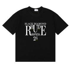 Rhude T Shirts Diamond Solid Color Letter Printing Cotton Casual Short Sleeve Men and Women