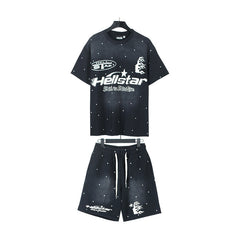 Hellstar T-Shirt And Shorts Two-Piece Set High-quality pure cotton high-street clothing