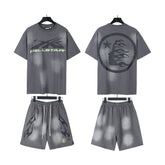 Hellstar T-Shirt And Shorts Two-Piece Set High-quality pure cotton high-street clothing