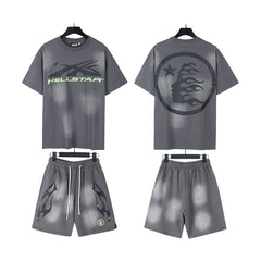 Hellstar T-Shirt And Shorts Two-Piece Set High-quality pure cotton high-street clothing