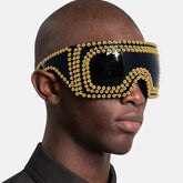 Trendy punk glasses oversized frame rivets