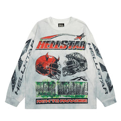 Hellstar Long Sleeve Shirts Hip-hop loose oversize High-quality pure cotton high-street clothing