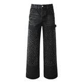 Mens trendy purple jeans 100% cotton Rhinestones #104