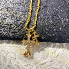 CHH Chrome heart Cross Necklace Double Cross Necklace for Men and Women