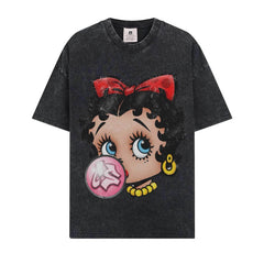 BIG FACE T shirts Pure Cotton High-Street Fashion