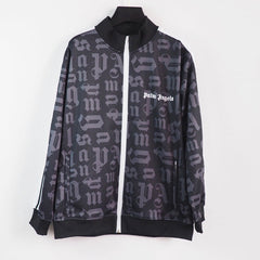 Palm Angels sweatshirt All-over letter printing zip-up cardigan