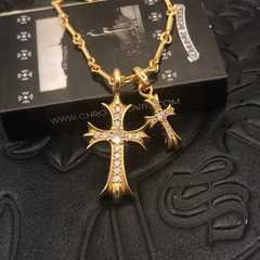 CHH Chrome heart Cross Necklace Bamboo Necklace Double Cross Men's and Women's Necklaces