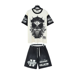 Hellstar T-Shirt And Shorts Two-Piece Set High-quality pure cotton high-street clothing