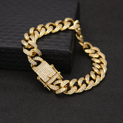 Bracelet Hip Hop Bracelet Full Diamond Gold Cuban Bracelet Spectrum St. Valentine's