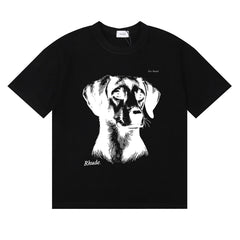 Rhude T Shirts Fox Hound Cotton Casual Short Sleeve Men and Women
