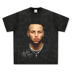 BIG FACE T shirts Pure Cotton High-Street Fashion