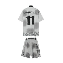 Hellstar T-Shirt And Shorts Two-Piece Set High-quality pure cotton high-street clothing