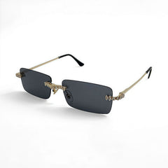 Trendy punk glasses rimless rectangular diamond