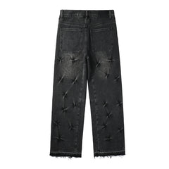 Mens trendy purple jeans 100% cotton High Street Distressed