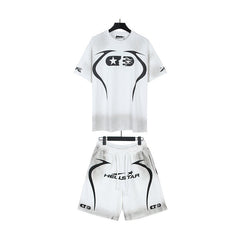 Hellstar T-Shirt And Shorts Two-Piece Set High-quality pure cotton high-street clothing