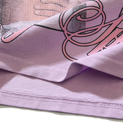 VALE T Shirts Purple washed cotton with letter print