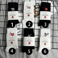 Men socks embroider cartoon knee high