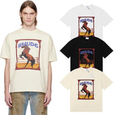 Rhude T Shirts Horse Frame Printing Cotton Casual Short Sleeve Men and Women