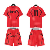 Hellstar T-Shirt And Shorts Two-Piece Set High-quality pure cotton high-street clothing