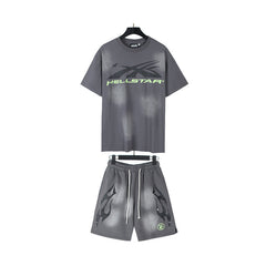 Hellstar T-Shirt And Shorts Two-Piece Set High-quality pure cotton high-street clothing