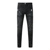 Mens trendy purple jeans 100% cotton High Street Distressed