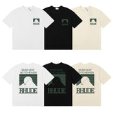Rhude T Shirts Green printed pattern letters