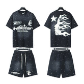 Hellstar T-Shirt And Shorts Two-Piece Set High-quality pure cotton high-street clothing