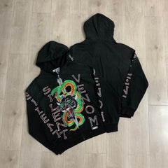 DUAA Hoodie Pure cotton with hot-fix rhinestones and a distressed, washed finish.