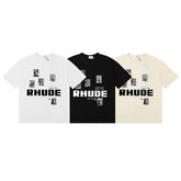Rhude T Shirts Pure cotton printed letters