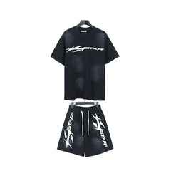 Hellstar T-Shirt And Shorts Two-Piece Set High-quality pure cotton high-street clothing