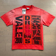 Valeforever Vale T Shirts Trendy washed-red loose-fit top with English lettering