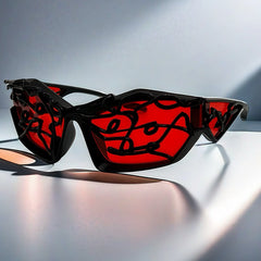 Trendy punk glasses y2k sunglasses steampunk fashiontrendystylish glasses handmade graffiti party sunglasses