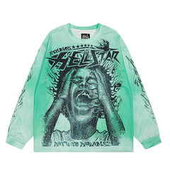 Hellstar Long Sleeve Shirts Hip-hop loose oversize High-quality pure cotton high-street clothing