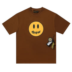 DREW HOUSE T Shirts Brown smiley face print