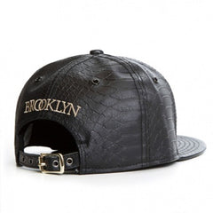 Trendy flat brimmed snapback hatsleather shade