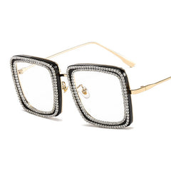 Trendy punk glasses with diamonds