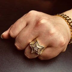 Rings Rap Pentagram Ring Copper Zircon St. Valentine's