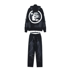 Hellstar Hoodie And Pants Two-Piece Set High-quality pure cotton high-street clothing